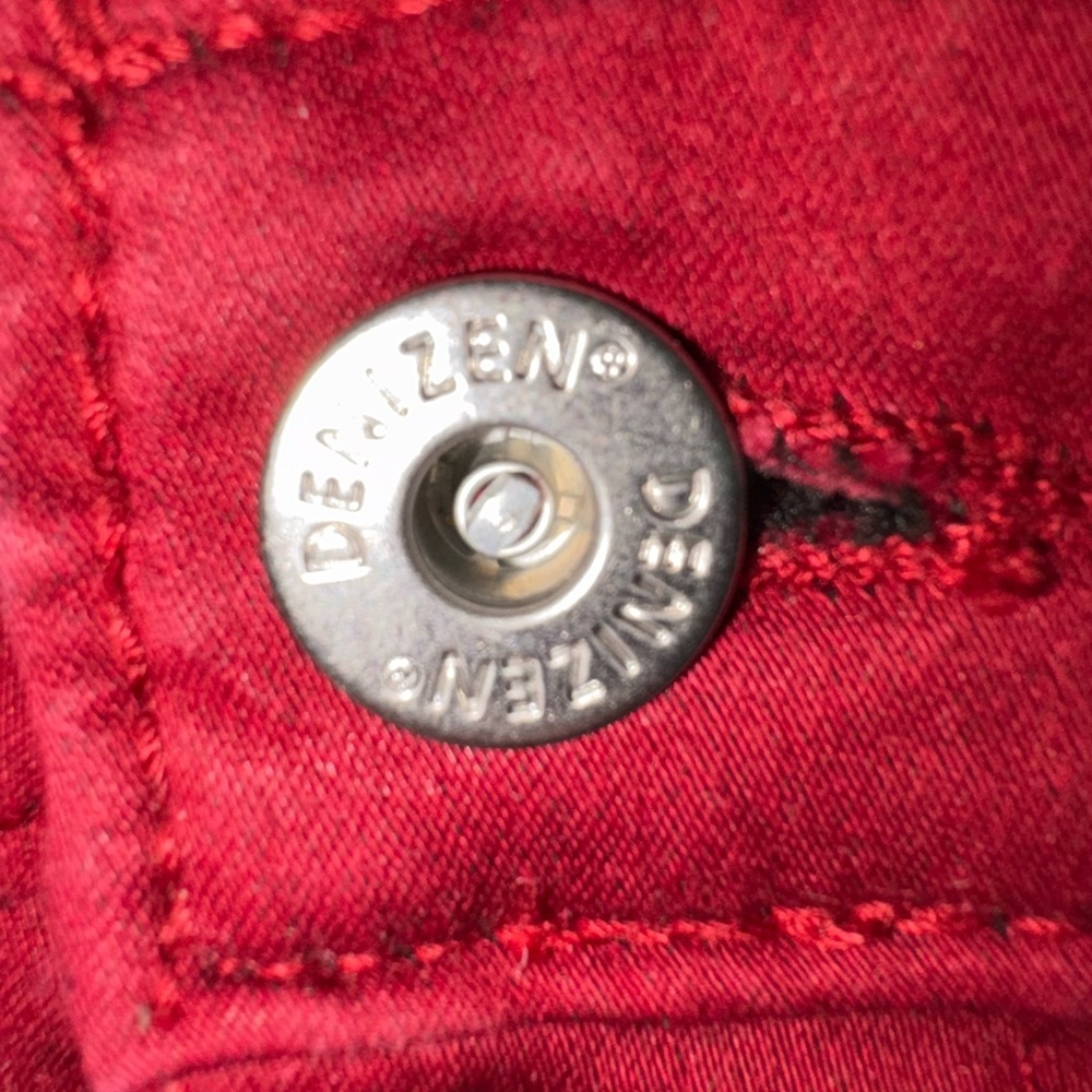 Denizen Levi’s Red High-Rise Ankle Skinny Jeggings Zipper Details Size 2 - Picture 3 of 13